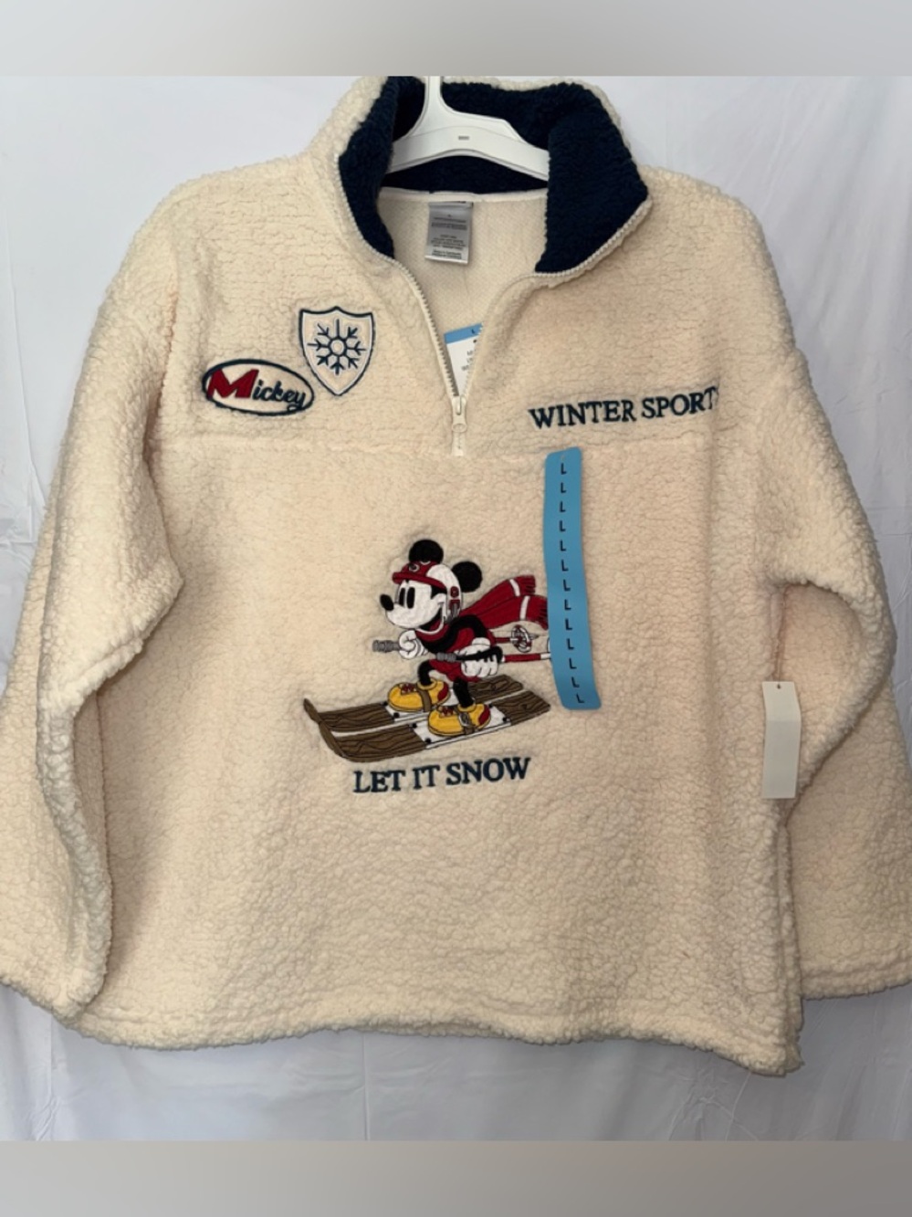 Let It Snow Mickey Sherpa Pullover - off white